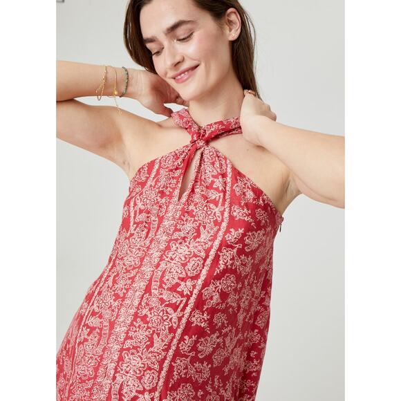 Hatch Rosalie Bandana Red Floral Maternity Midi Dress Size 2 Cross Straps - Picture 3 of 16